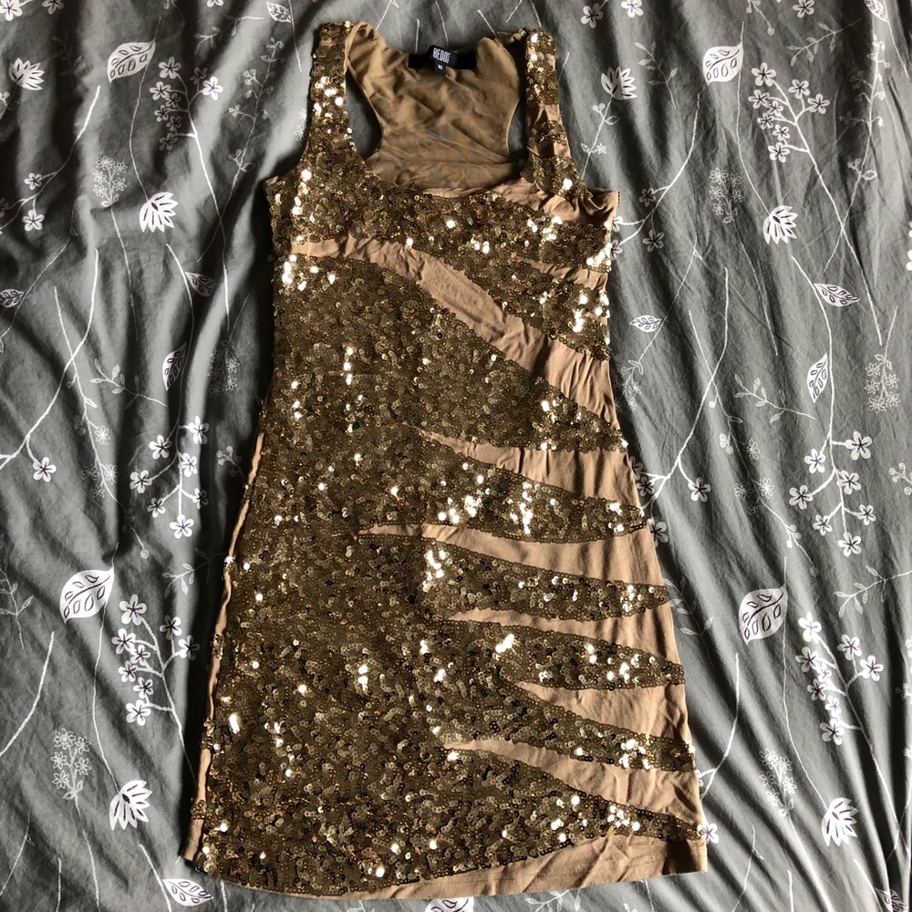 Buff/Gold racerback BEDO dress, XS.